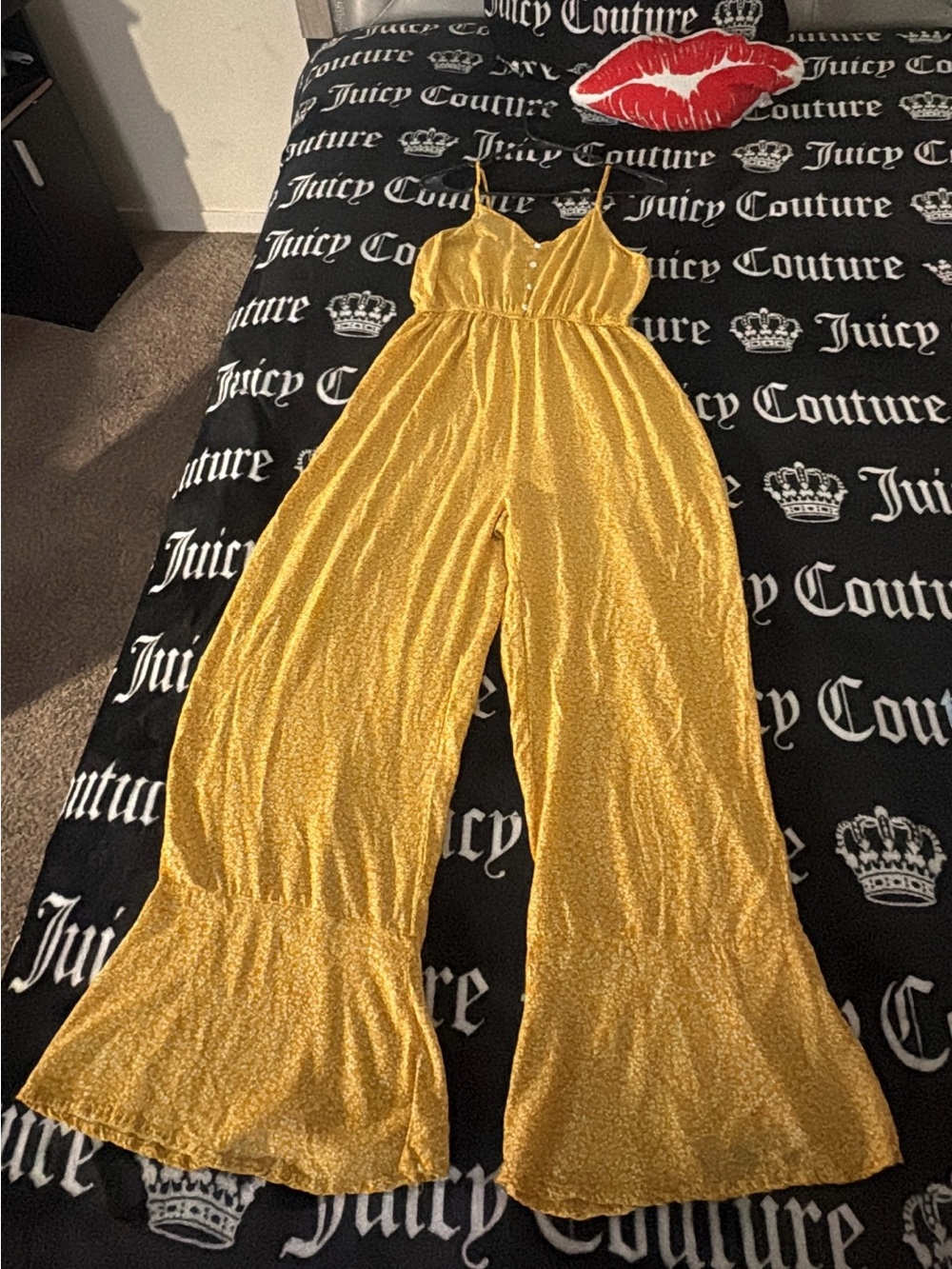 SHEIN Metallic Gold Spaghetti-Strap Wide-Leg Jumpsuit